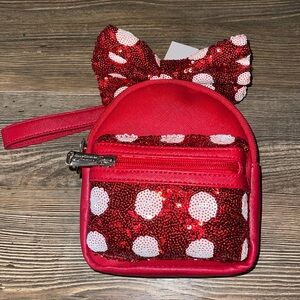 Disney Parks Loungefly Minnie Mouse Bow Backpack Styled Wristlet - NWT